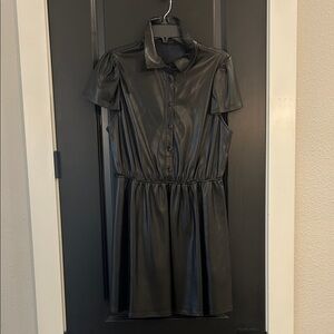 Alice + Olivia Black Faux Leather Mini Dress